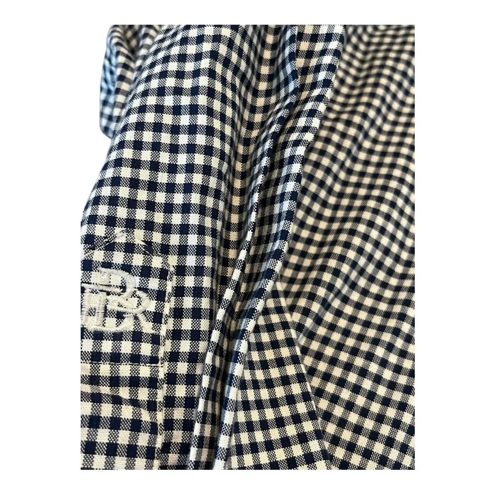 Banana Republic Slim Fit Navy Gingham‎ Plaid Oxford Shirt XL Tall